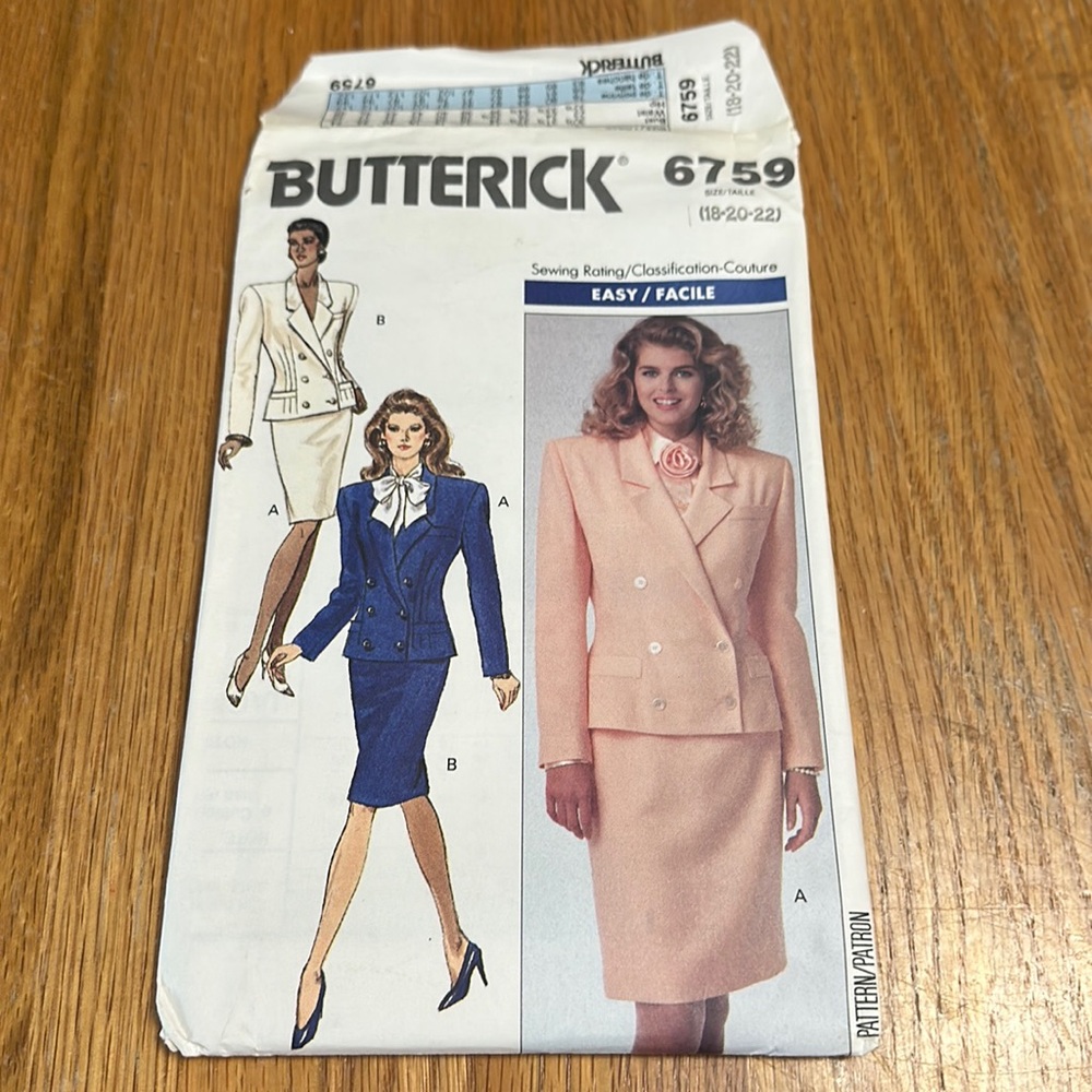 Vintage uncut sewing pattern misses jacket and skirt